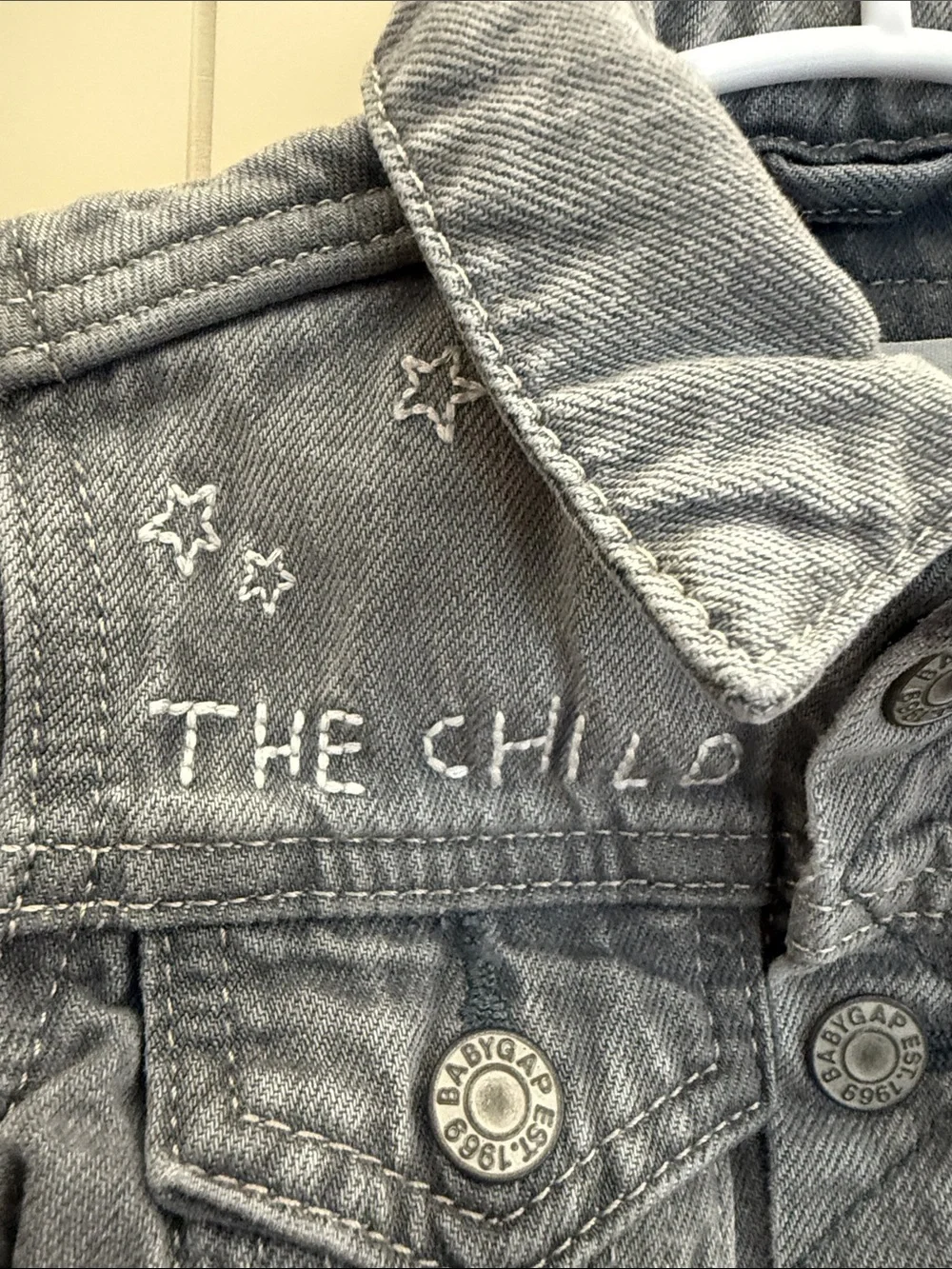 GAP Gray Kids Denim Jacket with The Child & Patch Details